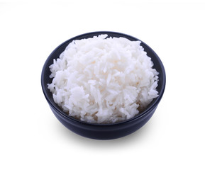 rice in bowl isolated on white background