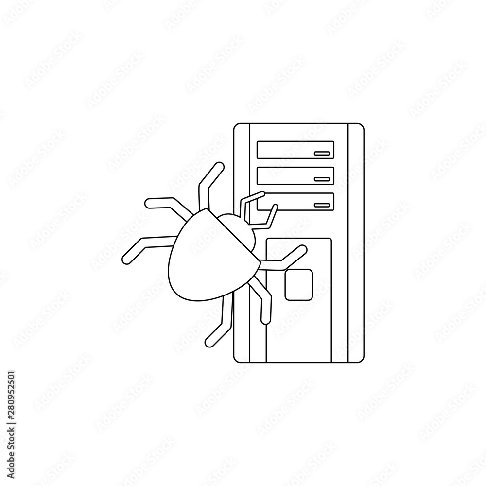 Aufkleber beetle and computer icon. element of virus antivirus for mobile concept and web apps icon. outline, 