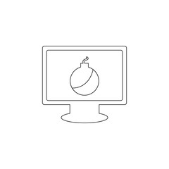 bomb in the computer icon. Element of virus antivirus for mobile concept and web apps icon. Outline, thin line icon for website design and development, app development