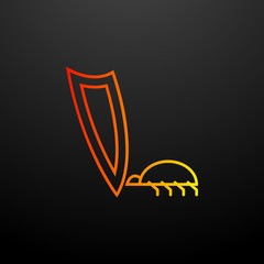 Naklejka premium The beetle crawls to the shield nolan icon. Elements of virus antivirus set. Simple icon for websites, web design, mobile app, info graphics