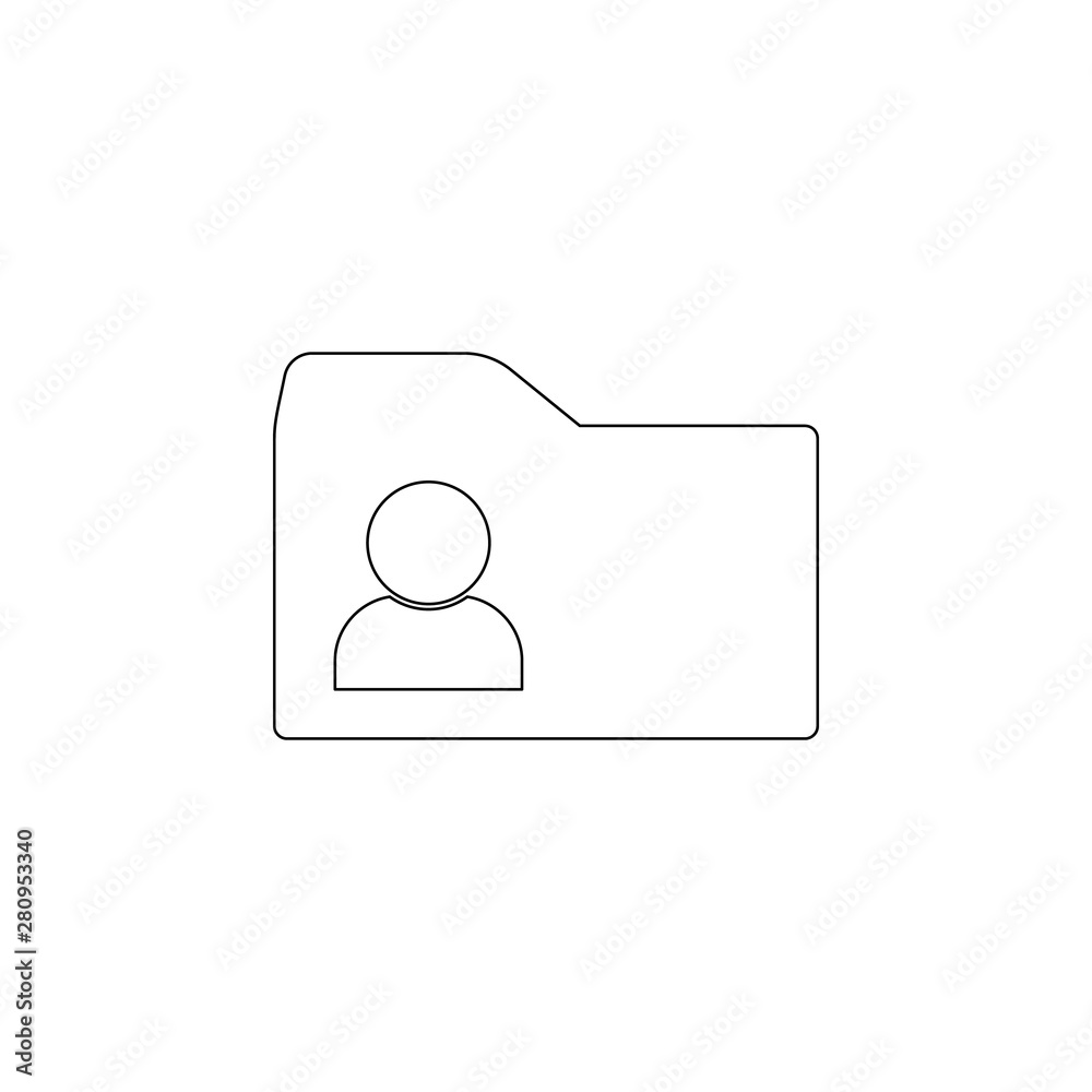 Poster folder with contacts icon. element of web for mobile concept and web apps icon. outline, thin line i