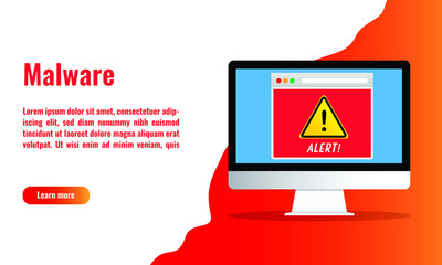 Vector illustration of malware alert. Cyber security concept.