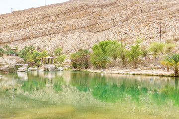 Fototapeta na wymiar Wadi Bani Khalid in Oman. It is located about 203 km from Muscat and 120 km from Sur.