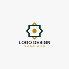 Islamic logo design vector. Mosque abstract illustration logo. Gold arabic ornament vector icon. 