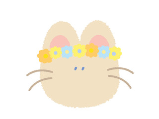 ウサギちゃん　お花のかんむり