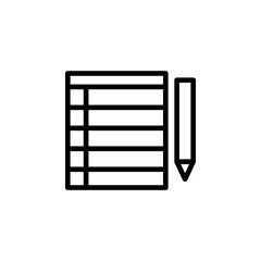Notebook, pencil icon. Element of Education icon. Thin line icon