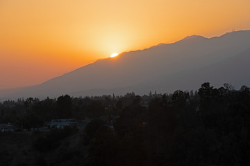 sunset in mountains in Chino Hills California