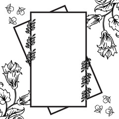Decorative frame with elegant leaves and flower. Vector