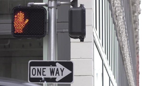 Walk and do not walk crosswalk sign in city street 4k