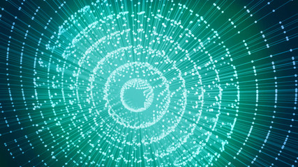 Concentric Data Points and Lines Within Technological Cyberspace