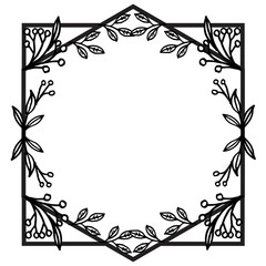 Decoration border leaf floral frame, on white background. Vector