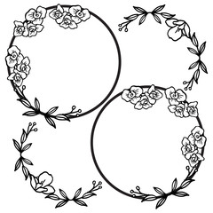 Decoration border leaf floral frame, on white background. Vector