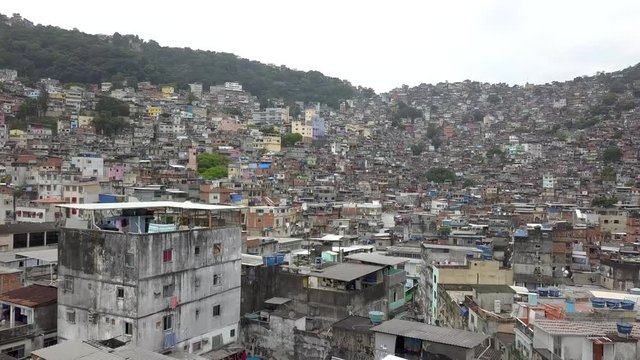 Drone footage of Rocinha, a favela in Rio de Janeiro, Brazil, one of tha largest favelas in the world.