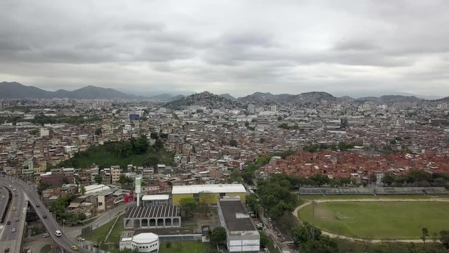 Drone footage of Mare, a favela in Rio de Janeiro, Brazil
