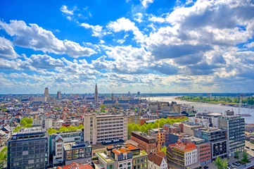 Foto op Canvas An aerial view of Antwerp (Antwerpen), Belgium on a sunny day. © Jbyard