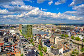 Foto op Aluminium An aerial view of the port and docks in Antwerp (Antwerpen), Belgium. © Jbyard