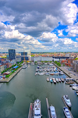 Obraz premium An aerial view of the port and docks in Antwerp (Antwerpen), Belgium.