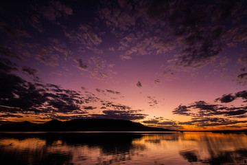 Naklejka na ściany i meble Sunset Warm Colors - Lake - Landscape