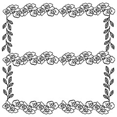 Design for poster and card with simple flower frame isolated on white background. Vector