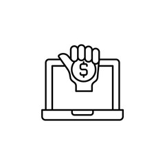 Bribe, notebook, hand icon. Element of corruption icon. Thin line icon for website design and development, app development. Premium icon