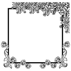 Abstract leaf floral frame element, on white background. Vector