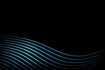 Abstract light blue curved lines on black background