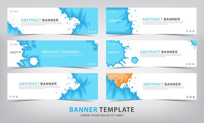 set of abstract blue banner template, vector illustration