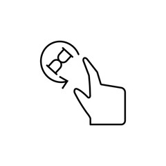Finger, time, push icon. Element of corruption icon. Thin line icon on white background