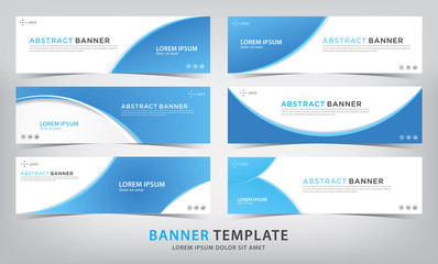 set of abstract blue banner template, vector illustration