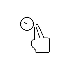 Finger, time, push icon. Element of corruption icon. Thin line icon on white background