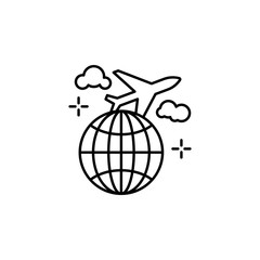 Flight, Earth, plane icon. Element of airport line color icon