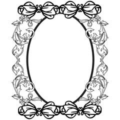 Black and white, elegant leaves and flower frame, for ornate various of card. Vector