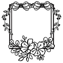 Black and white, elegant leaves and flower frame, for ornate various of card. Vector