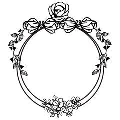 Beautiful floral frame, hand drawn design element in sketch style. Vector