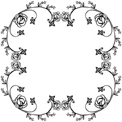 Decorative frame with black and white leaves flower. Vector