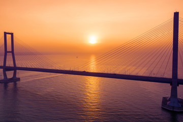 Fototapeta premium Suramadu bridge at sunset time
