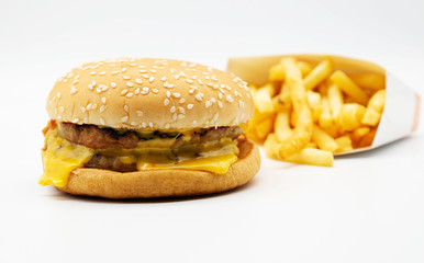 isolated cheeseburger on white background