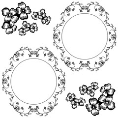 Beautiful black and white flower frame, for design greeting card. Vector