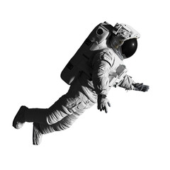 astronaut performing a space walk, isolated on white background - obrazy, fototapety, plakaty