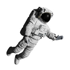 astronaut during space walk, isolated on white background - obrazy, fototapety, plakaty