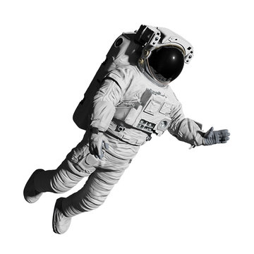 astronaut during space walk, isolated on white background