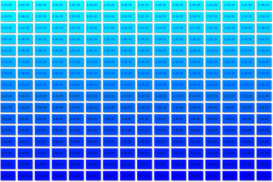 RGB Colour Picker: Cyan to Blue [Includes instruction on how to add these swatches to another Illustrator document]