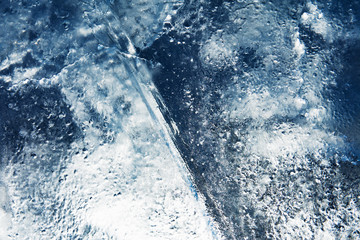 The texture of the ice. The frozen water.Winter background 