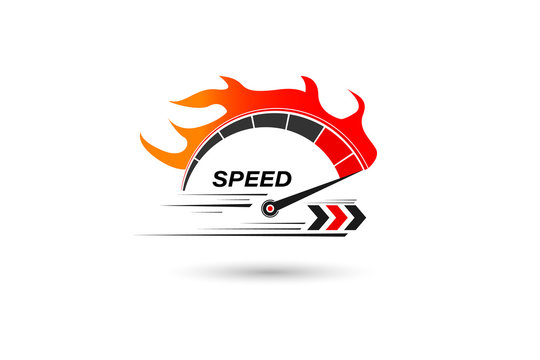 Speed of flaming speedometer for racing event. vector eps10