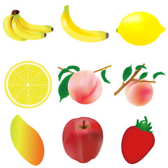 フルーツ　バナナ　桃　アイコン