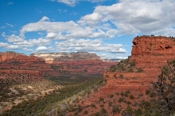 Magnificent red rock scenery around Sedona, Arizona on a late autumn afternoon under a beautiful cloudscape.