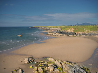 Coastline at Porth Towyn on the Wales Coast Path on the Llyn Peninsula, Gwynedd, Wales, UK