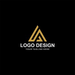 Mountain gold logo design vector.  Adventure logo icon illustration.