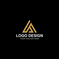 Mountain gold logo design vector.  Adventure logo icon illustration.