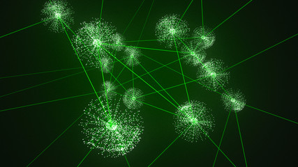 Interconnected Data Points and Network Lines Within Technological Cyberspace